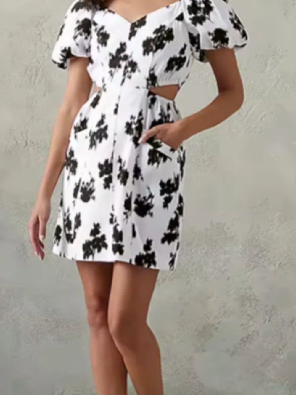 Prabal Gurung x JCPenney Dress Women 20W White Black Cutout Puff Sleeve NWT